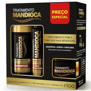 Imagem de Kit Especial Mandioca Hidratação Shampoo 450ml Máscara Tratamento e Spray Finalizador 120ml