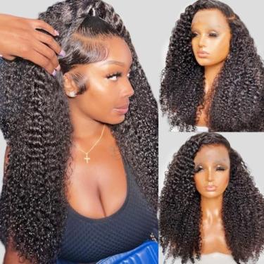 Imagem de Perucas de cabelo humano cacheado crespo crespo sem cola, pré-cortadas, pré-cortadas, pré-cortadas, perucas de renda transparente 180% - Perucas afro de densidade 180% - 12A cabelo humano virgem