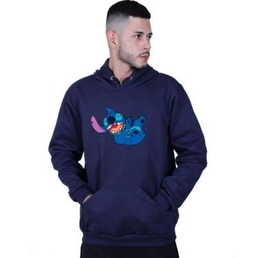 Imagem de Moletom Unissex Canguru Lilo Stitch Sapeca - Lafre, Azul marinho, P