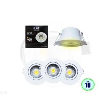 Imagem de Kit 10 Spot LED Luminária Cob Redondo 7w Branco Quente Casa Quarto L&D