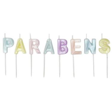 Imagem de Vela Aniversário Parabéns Design Luxo Várias Cores 8 Und. - PB Festas,