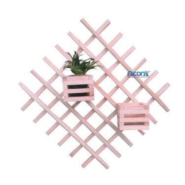 Imagem de Painel Vertical Floreira Treliça 70x70cm Com 2 Cachepot 15cm NeonX Pin