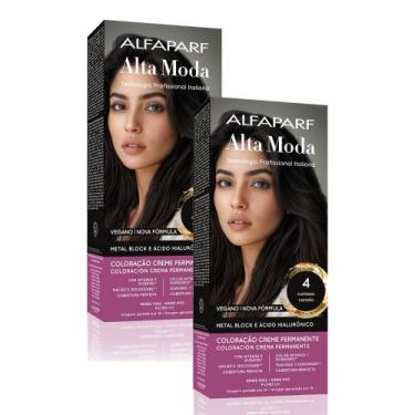 Imagem de Kit 2 Tintura Creme Altamoda Alfaparf Castanho 4 Kit - Alta Moda