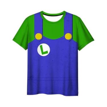Imagem de Camiseta Infantil De Manga Curta Com Desenho Animado Super Mario Drago