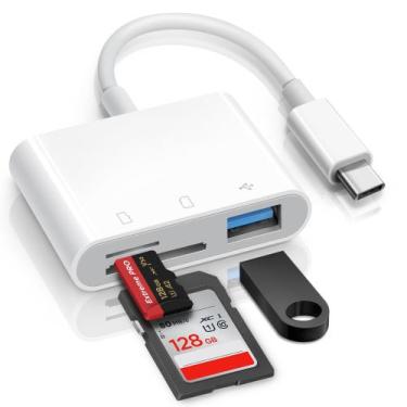 Imagem de Leitor de cartão SD MuJudoler USB-C 3 em 1 para iPhone 15 iPad Mac