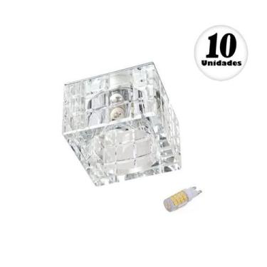 Imagem de 10 Spot Embutido Cristal K9 Quarto Sanca AC974 + Led Branco Frio 3W - 