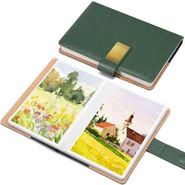 Imagem de Caderno de desenho em aquarela, 20,8 x 14 cm, 20 folhas, 100% algodão, 300 g/m², 63,5 kg, papel aquarela A5 para pintura artística, desenho, mídia mista