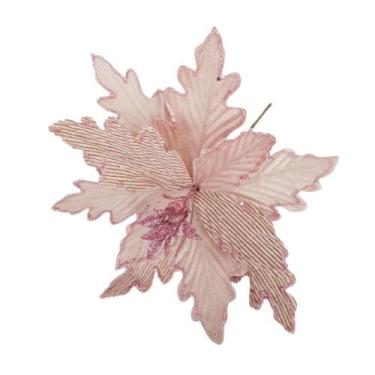 Imagem de Flor Artificial Natal Rosa 25cm - Carmella Presentes