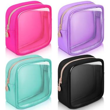 Imagem de Bolsa de maquiagem Hushee Clear Nylon para mulheres, impermeável, 4 pe