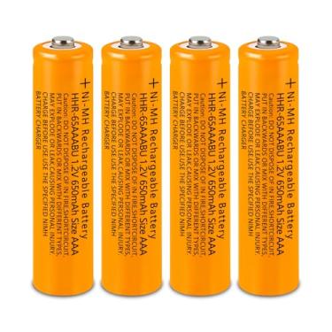 Imagem de GENYESTAR Baterias recarregáveis Ni-MH 1,2V AAA 650mAh para telefones sem fio Panasonic sem fio, controles remotos, brinquedos eletrônicos, pacote com 4