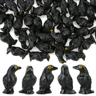 Imagem de 52 Pcs Mini Resin Crows, Miniature Crow Figures for Halloween Decorations Tiny Black Raven Animals to Hide Small Birds Figurines for House Halloween Sence Decor