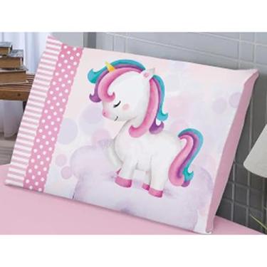 Imagem de Fronha Infantil Decorativa, 50x70 cm, Soft Estampada, Poliéster Peletizado, 2 Unidades (UNICORNIO ESTRELA)