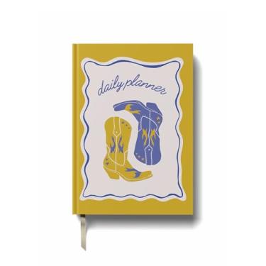 Imagem de Yop & Tom Agenda diária sem data (A5) - Planejador de produtividade - Organizador semanal e diário com horários - Botas de caubói