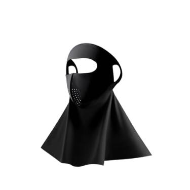 Imagem de PROUDDEMON Máscara facial unissex FPS 50+ Ice Silk Cooling UV – Balaclava respirável com proteção solar para esportes ao ar livre (preto)