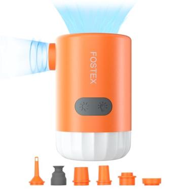 Imagem de Fostex Mini bomba de ar, bomba de ar portátil para infláveis com bateria recarregável de 2000 mAh*2, mini bomba de 5KPa com LED, bomba inflável portátil para acampamento, anel de natação brinquedos de