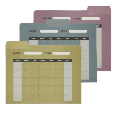 Imagem de Y YOMA Pacote com 12 pastas de arquivo coloridas, tamanho carta, calendário, pasta de arquivo com aba de 1/3 de corte, organizador de arquivos para escritório, escola, casa, cor Morandi