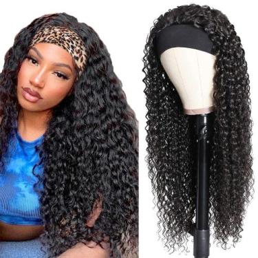 Imagem de Peruca com faixa de cabeça Youngirl Deep Wave 66 cm Cabelo humano com 