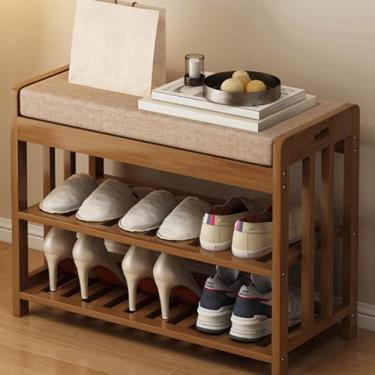 Imagem de Armazenamento De Sapatos De Entrada, Banquinho De Troca De Sapatos De Entrada Com Almofadas, Armário De Armazenamento De Sapatos De Bambu Para Corredor, Armário De Armazenam, One Color, 60CM