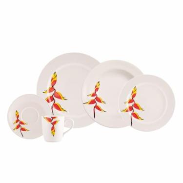 Imagem de Produzido pela Schmidt Serviço de Jantar com Caneca e Pires 20 peças em Louça Coleção Tropical