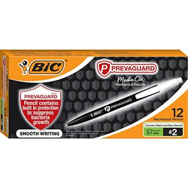 Imagem de BIC Lapiseira PrevaGuard Media Clic nº 2, ponta média (0,7 mm), 12 unidades, escrita suave, contém proteção integrada no lápis