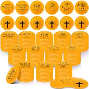 Imagem de Eersida 120 peças de moedas cristãs presente versículo bíblico em massa lembrancinhas de festa tokens tema cristão Jesus versículo bíblico moedas para domingo citação motivacional símbolo para igreja