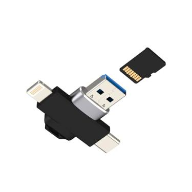 Imagem de Adaptador de leitor de cartão micro SD (3 em 1) USB C Lightning para iPhone 16 15 14 câmera digital TF Memory Stick Transfer Acessórios para computador para Apple Flash Drive Photo Android para iPad