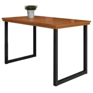 Imagem de Mesa Italia 120x80cm Tampo Ripado Paonanda Cor Madeira Preto - Estrela