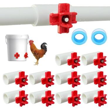 Imagem de Bebedouro automático para frango, pássaro, codorna, ao ar livre, tigelas de plástico para frango, alimentador de água para aves, kit de alimentador de água para pintinhos, patos, gansos, peru e coelho