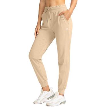 Imagem de Calça de corrida G Gradual feminina de cintura alta, atlética, cáqui
