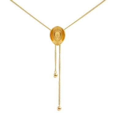 Imagem de Colar Boho Western, para mulheres, berloque, gravata bolo, cowgirl, moderno, chapéu de caubói, pingente em camadas, colares vintage de joias country para presente, Large, Metal, Sem Pedra Preciosa