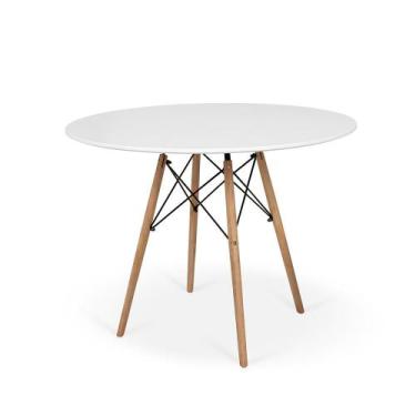 Imagem de Conjunto Mesa de Jantar Redonda Eiffel Branca 120cm com 6 Cadeiras Rom