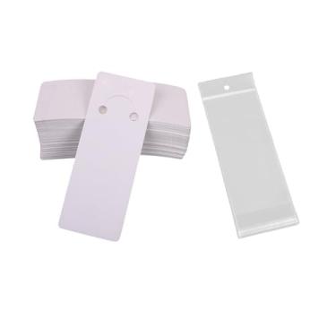 Imagem de UPSTORE 100 conjuntos de cartões de exibição de chaveiros com sacos autoselantes porta-chaves para joias chaveiro embalagem exibição 15 x 5 centímetros