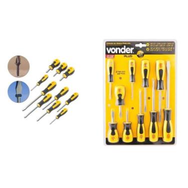 Imagem de Chaves De Fenda E Philips Vanádio Cabo Anatômico 10 Peças - Vonder