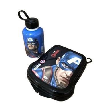 Imagem de Kit Infantil Menino Personagem Marvel Garrafa Cilíndrica