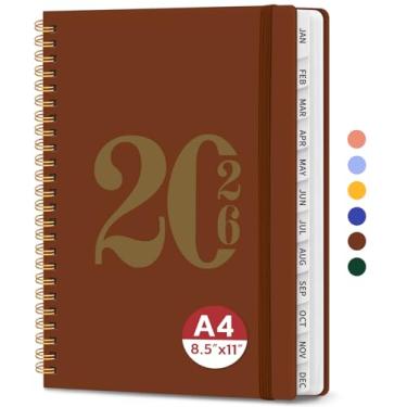 Imagem de Agenda 2026, agenda semanal e mensal, janeiro de 2026 a dezembro de 2026, agenda de calendário de capa dura com abas e bolso interno, material escolar para mulheres e homens - A4 (21,6 cm x 28 cm