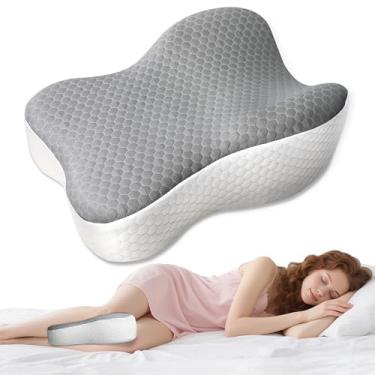 Imagem de Almofada de joelho para pessoas que dormem de lado, reforço de espuma viscoelástica entre as pernas, quadril, corpo, pescoço, posicionamento confortável para dormir melhor, suporte de perna lateral