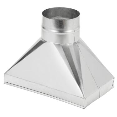 Imagem de PATIKIL Bota de registro reto de 25,4 cm x 15,2 cm x 10,16 cm, transição de aço galvanizado retangular para 10 cm encaixe de transição de duto redondo para conexão de grade de registro de piso