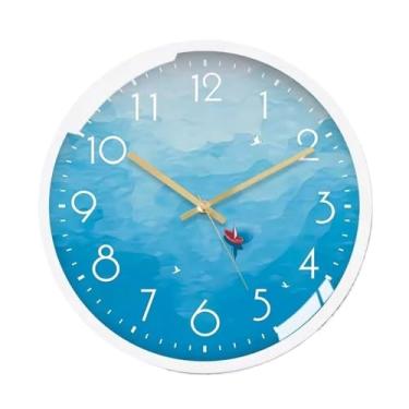 Imagem de Relógio de parede simples e silencioso, sala de estar, casa, quarto, relógio artístico, relógio de quartzo, adequado para sala de estar, estudo, quarto e escritório. Para decoração de casa (branco)