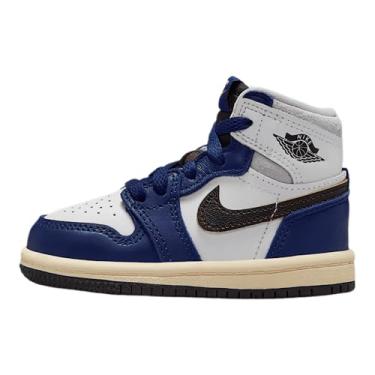 Imagem de Tênis Jordan 1 Retro High OG para bebês/bebês (FD1413-100, branco/cinza neutro/azul royal/preto), Branco/preto e cinza neutro, 4 Toddler