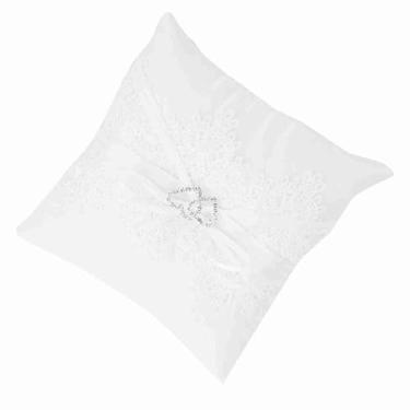 Imagem de Almofada de Anel Travesseiro Noiva Flor Menina Laço Oco Cetim Tecido Floral para Bowknot Casamento Fosco Anel Portador Travesseiros