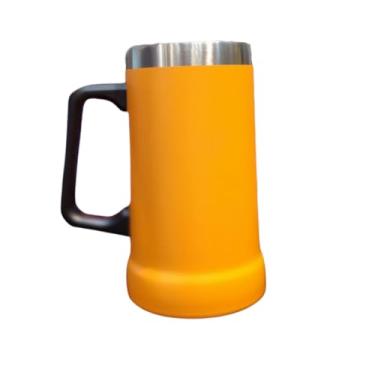 Imagem de Caneca Térmica Inox de Cerveja, Copo Térmico Dupla Camada, 709ml, para Bebidas Geladas e Chopp (Laranja)
