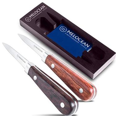 Imagem de Conjunto de 2 facas para ostra - Kit profissional de abridor de moluscos em caixa adorável - Ebook bônus e folheto incluídos