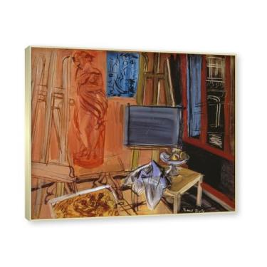 Imagem de Moldura de champanhe. Impressões Raoul Dufy, (estúdio com tigela de frutas), pôster de viagem vintage, arte impressionista, imagem de arte de parede em tela para decoração de casa. 40 x 48 cm - 15,7 x