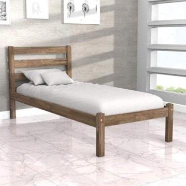 Imagem de Cama Solteiro Madeira Maciça Rustica Luiza Móveis Meneguetti Envelhecido