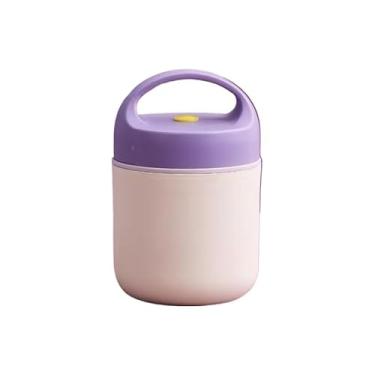 Imagem de Kit Com 4 Lancheiras TéRmicas Redondas | Capacidade 420/500ml | Ideal Para FamíLia E Uso DiáRio(1andar Roxo Com Bolsa)