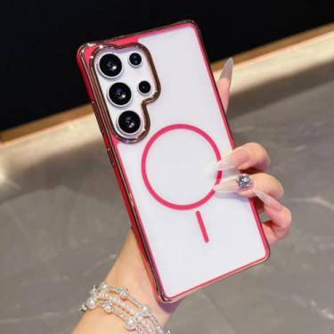 Imagem de Capa magnética dupla colorida para Samsung Galaxy S25 Ultra S24 S23 Fe Plus A15 A16 A35 A36 A55 A56 5g (para Galaxy S23+/Vermelho)