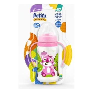 Imagem de Copo Treinamento Petita Antivazamento 270ml com Alça - Azul Rosa, Rosa
