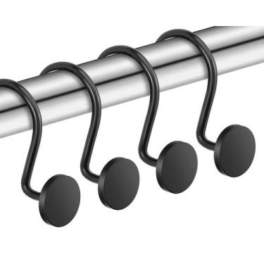 Imagem de Ganchos para cortinas de chuveiro CHICTIE Black, à prova de ferrugem, 