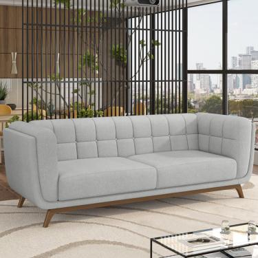 Imagem de Sofá Decorativo Sala de Estar 180cm Rocket 2 Lugares Base Madeira Linho Cinza G45 - Gran Belo
