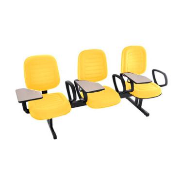 Imagem de Cadeira Escolar Universitária em Longarina com prancheta para Escolas e Faculdades Linha Blenda Amarelo